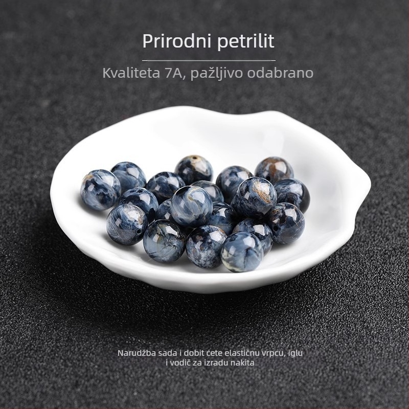 Slobodne perle od Peter Stone kristala, okruglog oblika, polirane, plemeniti uzorak