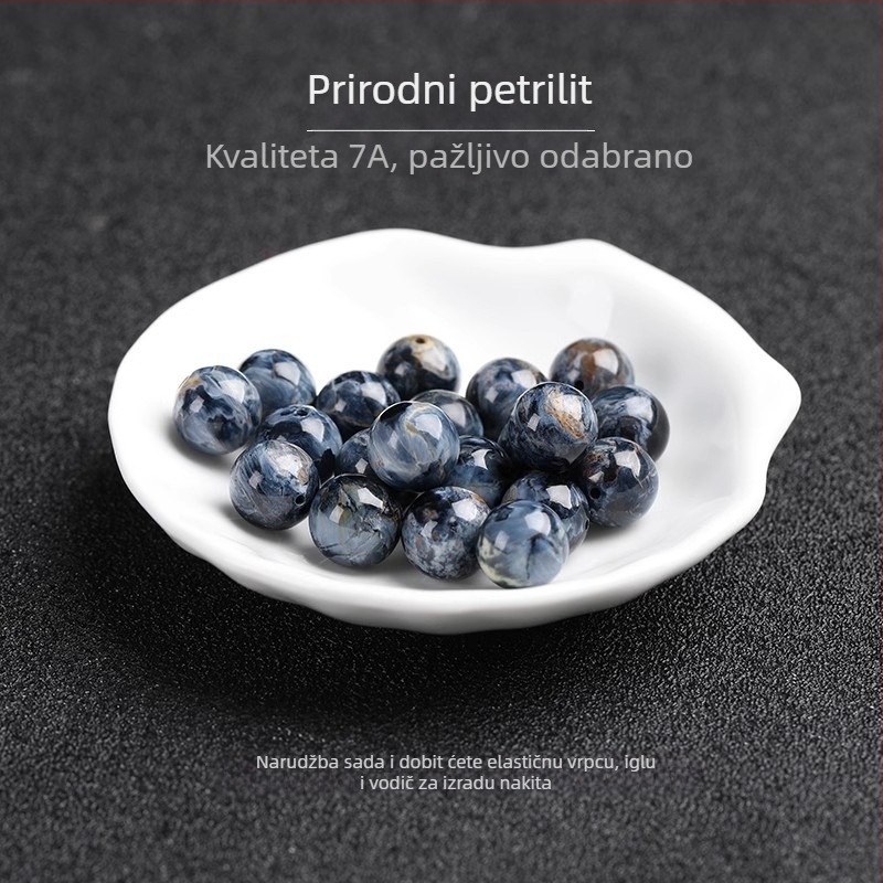 Slobodne perle od Peter Stone kristala, okruglog oblika, polirane, plemeniti uzorak