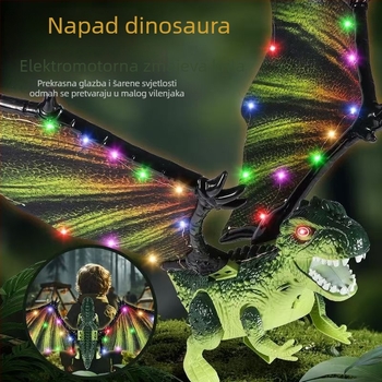 Električne svjetleća krila dinosaura – igračka za djecu, miče se i svijetli, od plastike, za dob 4–6 godina