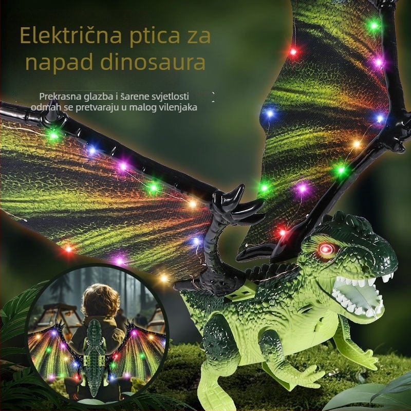 Električne svjetleća krila dinosaura – igračka za djecu, miče se i svijetli, od plastike, za dob 4–6 godina