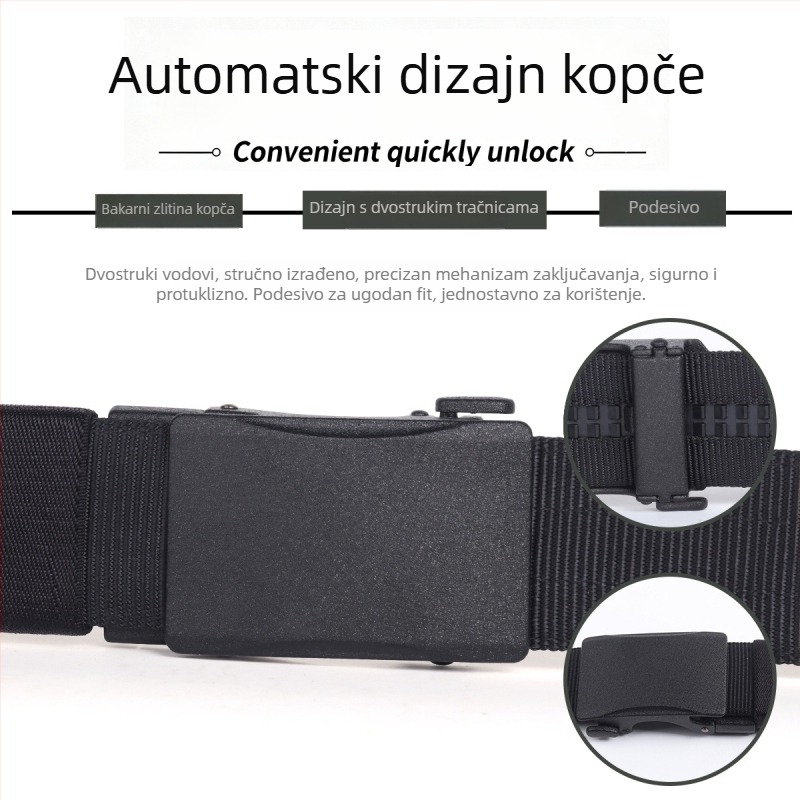 Muški najlon taktički pojas s automatskom kopčom od legure, casual i svestran stil, širina 2-4 cm