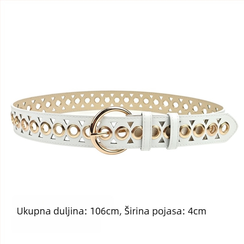 Ženski kaiš u punk stilu od umjetne kože, kopča od legure, kopčom na pin, širina 2–4 cm, svestran stil