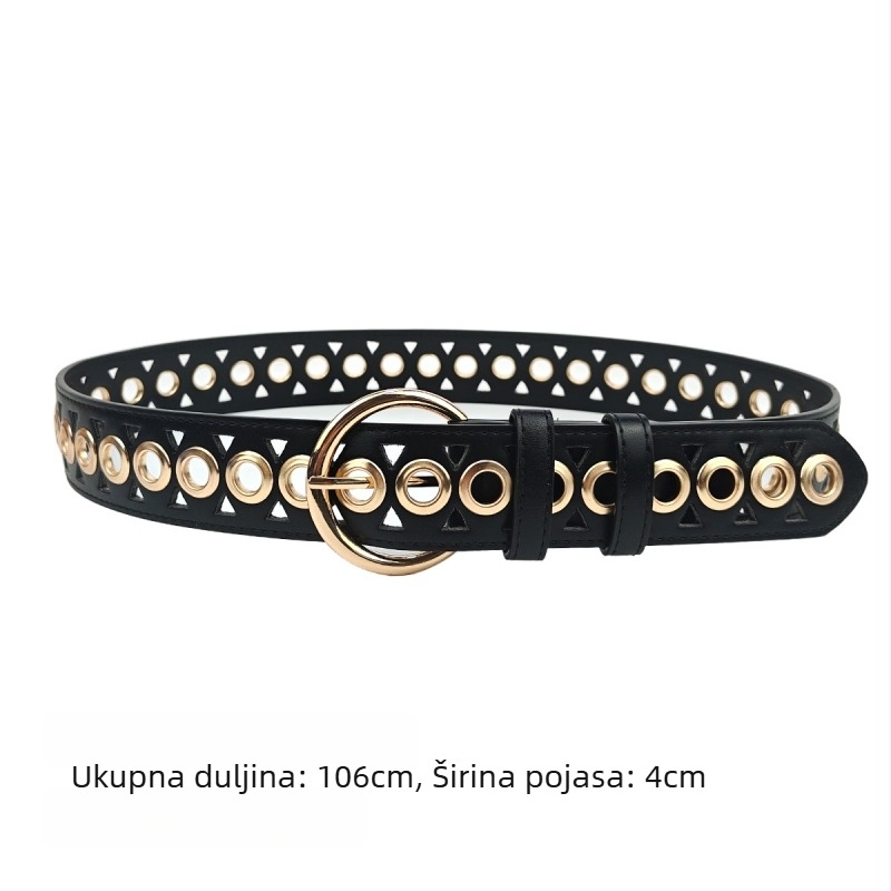 Ženski kaiš u punk stilu od umjetne kože, kopča od legure, kopčom na pin, širina 2–4 cm, svestran stil
