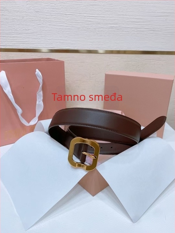 Ženski kožni kaiš s bakrenom kopčom i pinom, širina 2-4 cm