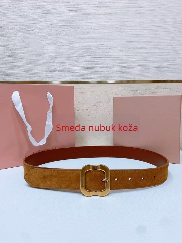 Ženski kožni kaiš s bakrenom kopčom i pinom, širina 2-4 cm