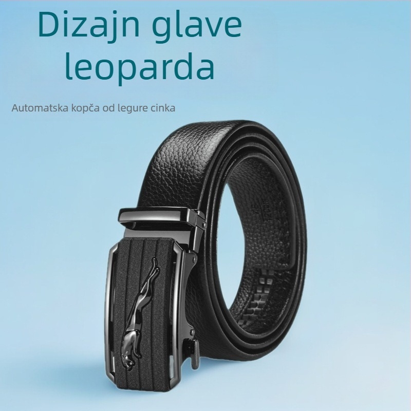 Delinxing muški kaiš s automatskom kopčom, cinkovog legura, širina 4 cm, boja zlatno pijesak leopard