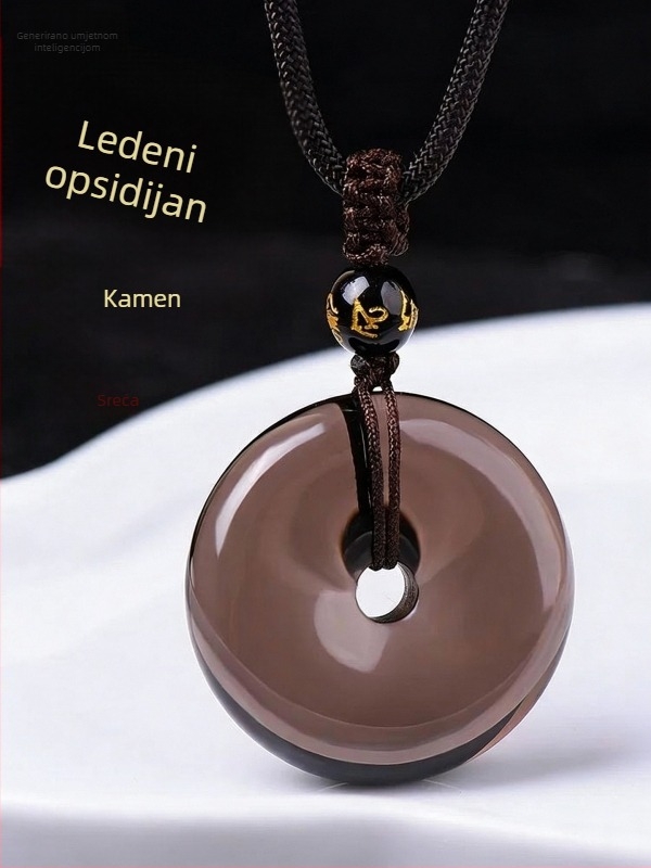 Ogrlica od prirodnog obsidijana s sigurnosnim kopčom i duginim okom, crni nakit za muškarce i žene