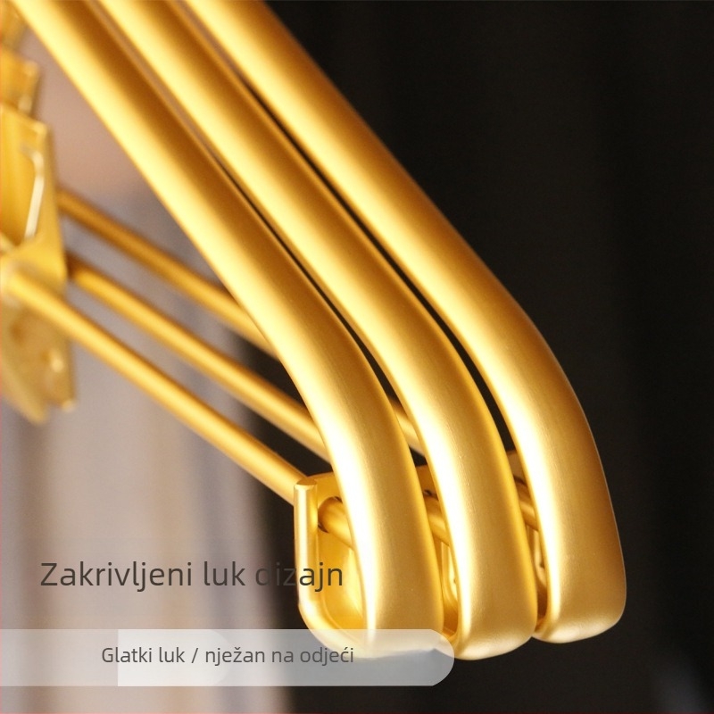 Aluminijska vješalica za odjeću s klipsama, protuklizna, integrirani prošireni dizajn (set od 5), lagani luksuzni stil