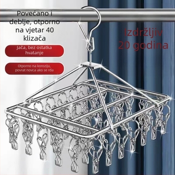 Nerđajući čelični sušili klip, multifunkcionalni držač za čarape i odjeću, model 009, sklopivi