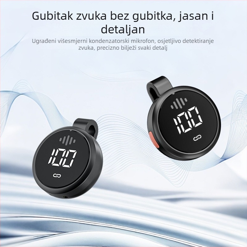 Lavalier mikrofon za prijenos uživo - omnidirekcionalni, ugrađena baterija 300–500 mAh, raspon frekvencija 20 Hz–20 kHz, SNR ≥70 dB, 2-kanalni