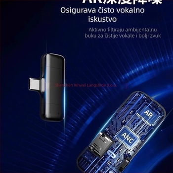 Bežični Lavalier mikrofon za mobitel – klip-on, redukcija šuma, model K5-20, usmjereni prekidač, SNR ≥70 dB, bez ugrađene baterije