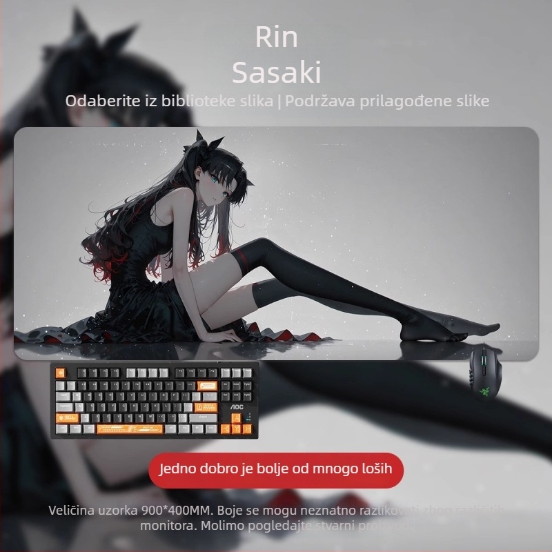 Velika podloga za miš s dizajnom 2D anime dječaka, za ured i gaming