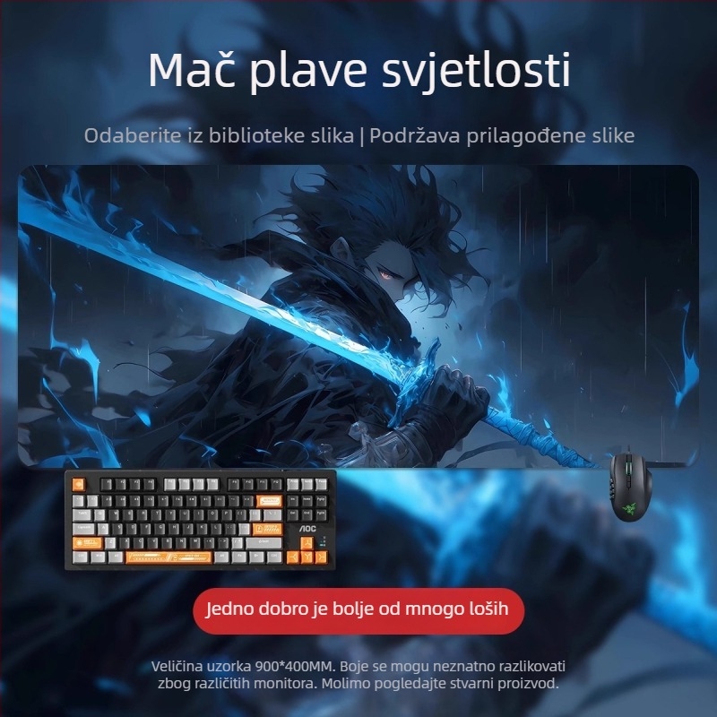 Velika podloga za miš s dizajnom 2D anime dječaka, za ured i gaming