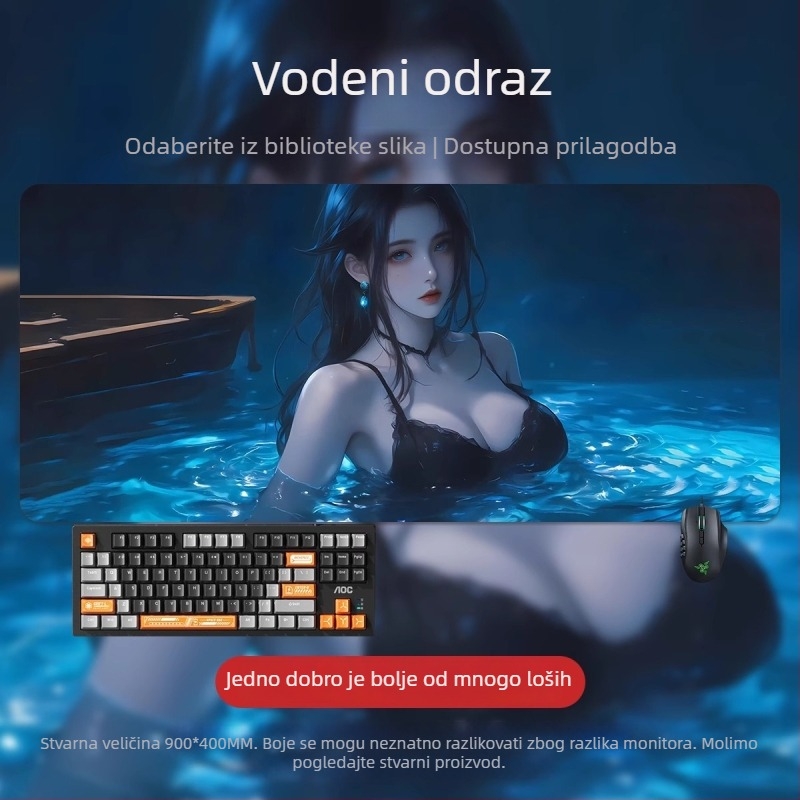 Velika podloga za miš s dizajnom 2D anime dječaka, za ured i gaming
