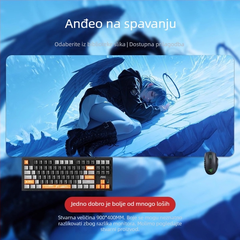 Velika podloga za miš s dizajnom 2D anime dječaka, za ured i gaming