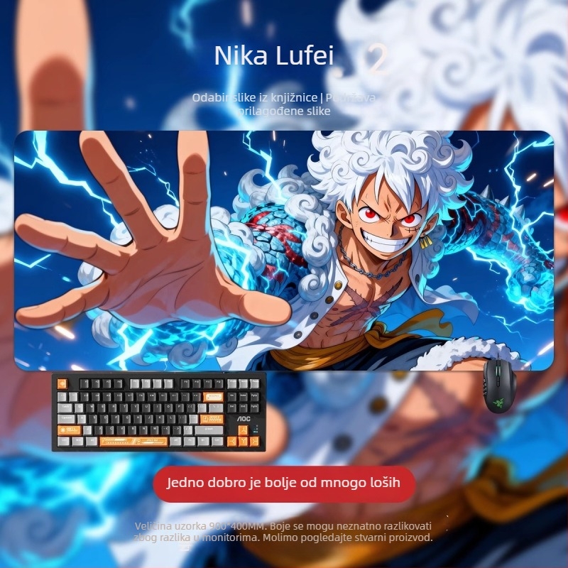 Velika podloga za miš s dizajnom 2D anime dječaka, za ured i gaming