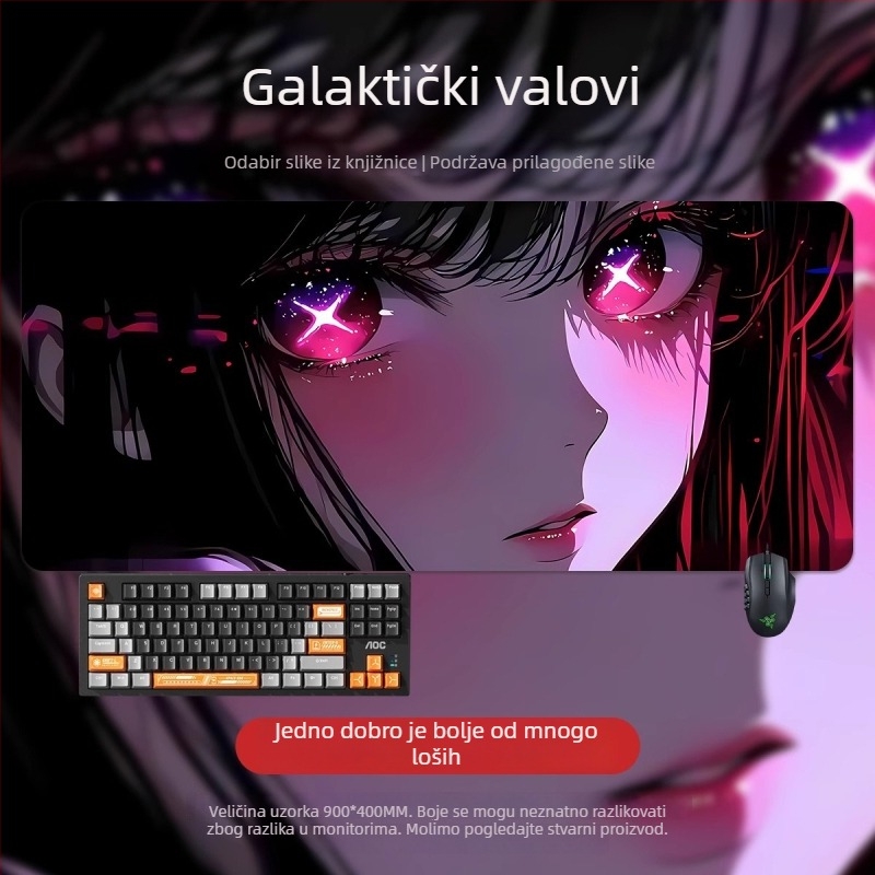 Velika podloga za miš s dizajnom 2D anime dječaka, za ured i gaming