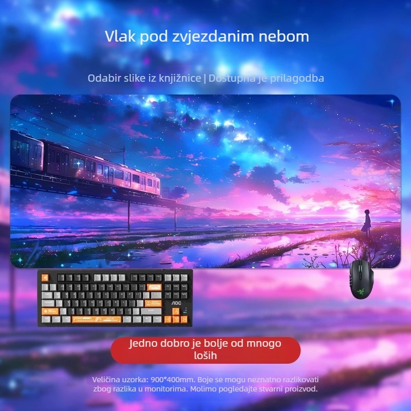 Velika podloga za miš s dizajnom 2D anime dječaka, za ured i gaming