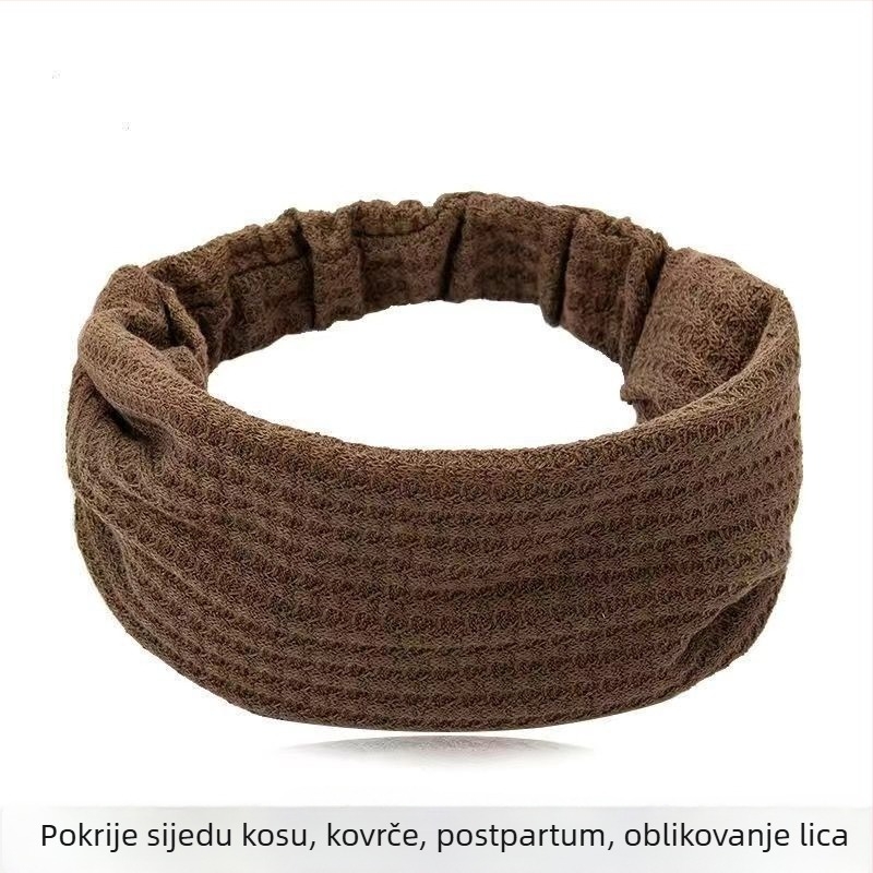 Ženski pleteni elastični traka za kosu s cvjetnim detaljem – dodatak za kosu za pranje lica i sprječavanje ispadanja kose
