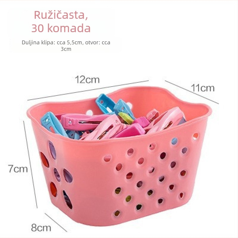 30-dijelni plastični klips za sušenje s košarom za odlaganje, za ćebe, donje rublje, čarape, košulje i hlače