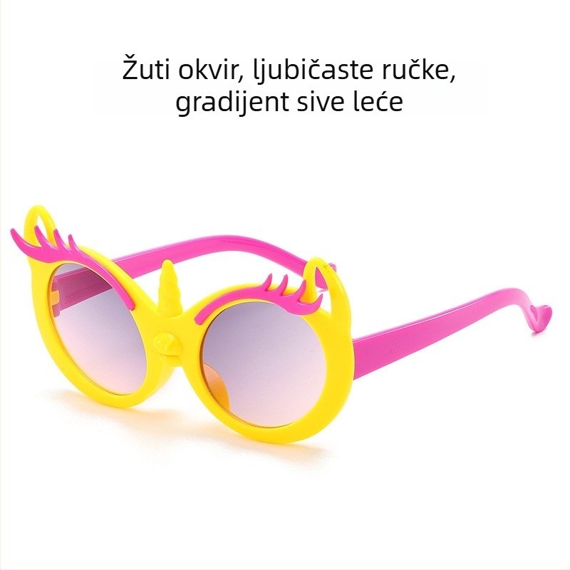 Dječje UV400 sunčane naočale s okruglim okvirom i lećama od smole – nepolarizirane, pun okvir, sladak zečić stil