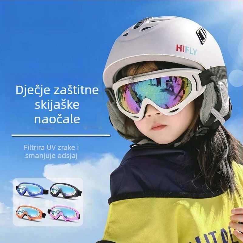 Dječje skijaške naočale — kristalne leće; okvir: legura tri metala i bakarna legura; set leća; propusnost: Kategorija 2; za putovanja i otvoreni sport