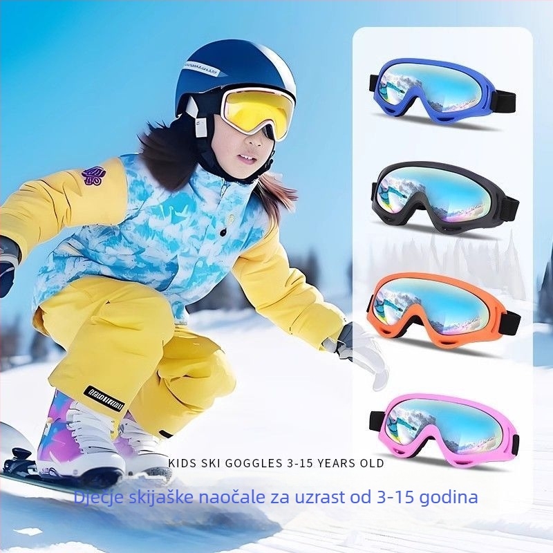 Dječje skijaške naočale — kristalne leće; okvir: legura tri metala i bakarna legura; set leća; propusnost: Kategorija 2; za putovanja i otvoreni sport