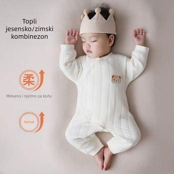 Jingqi romper za novorođenče s bočnim zatvaračem, 100% pamuk, dugi rukav, debeo materijal, za jesen-zimu, unisex