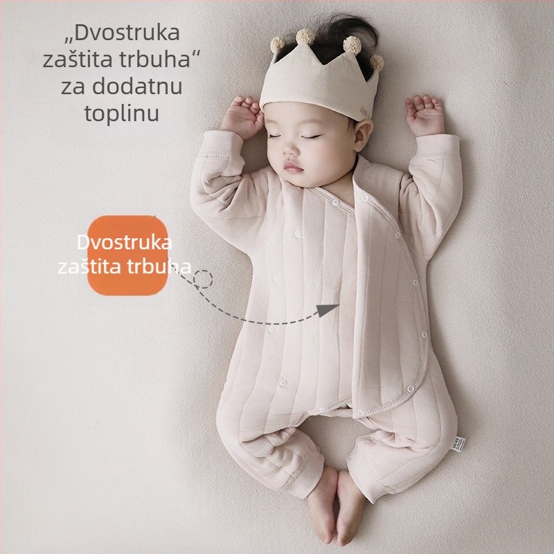 Jingqi romper za novorođenče s bočnim zatvaračem, 100% pamuk, dugi rukav, debeo materijal, za jesen-zimu, unisex