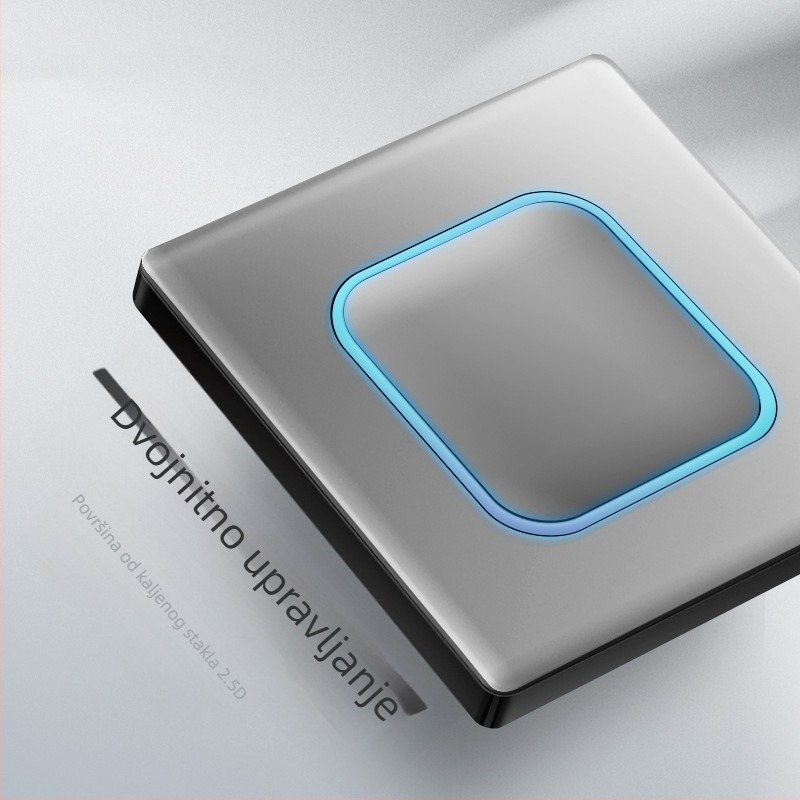 1-žični skriveni USB utičnica s staklom od kaljenog stakla, tip 86, LED, montaža 60×60 mm, kontakti od tin-fosfor bronze