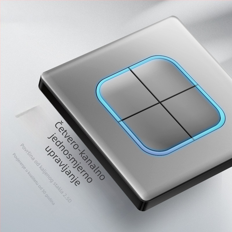 1-žični skriveni USB utičnica s staklom od kaljenog stakla, tip 86, LED, montaža 60×60 mm, kontakti od tin-fosfor bronze