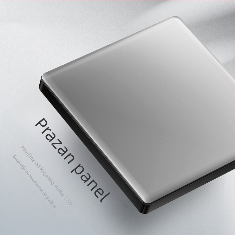 1-žični skriveni USB utičnica s staklom od kaljenog stakla, tip 86, LED, montaža 60×60 mm, kontakti od tin-fosfor bronze