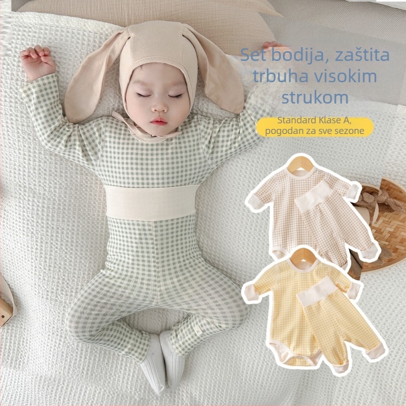 Dječji pamučni set pidžama, dugi rukavi, unisex, novorođenčad 0–12 mj, jesen-zima, pamuk-elastan, skriveno kopčanje