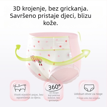 Donje rublje za djevojčice s visokim strukom, 95% pamuk, klasa A, guma sa bočnim kostima