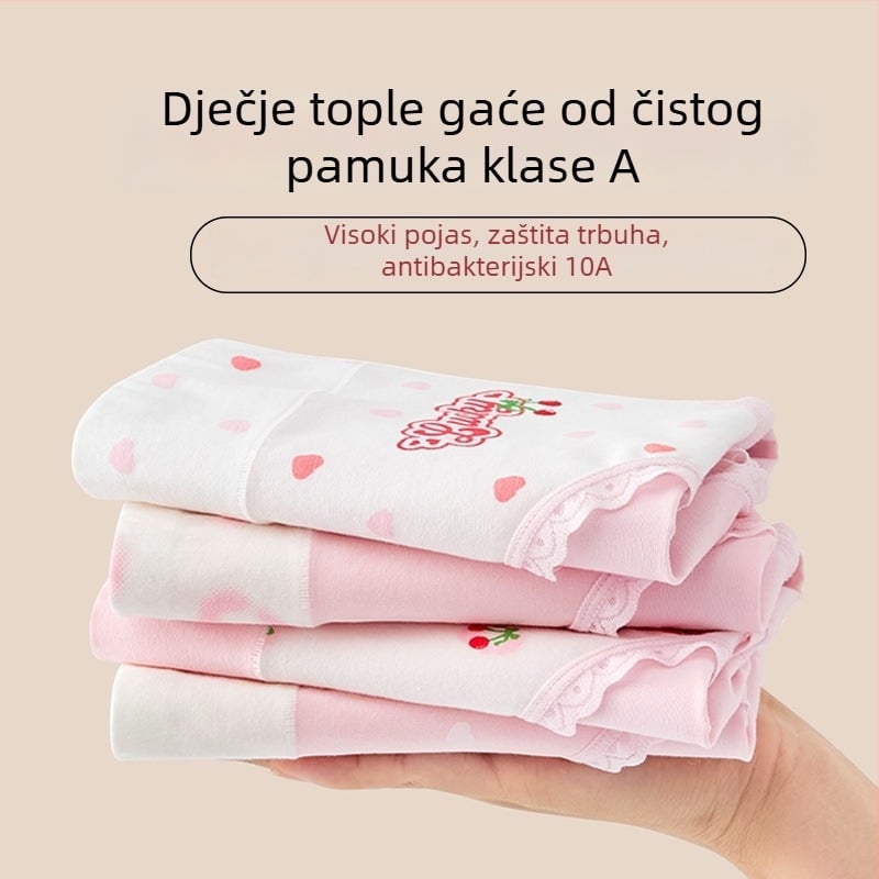 Donje rublje za djevojčice s visokim strukom, 95% pamuk, klasa A, guma sa bočnim kostima