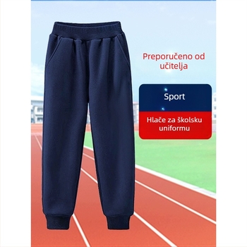 Dječje sportske hlače s manžetom u mornarsko-plavoj i tamnoplavoj boji, za dječake i djevojčice, školske hlače duge za jesen i zimu