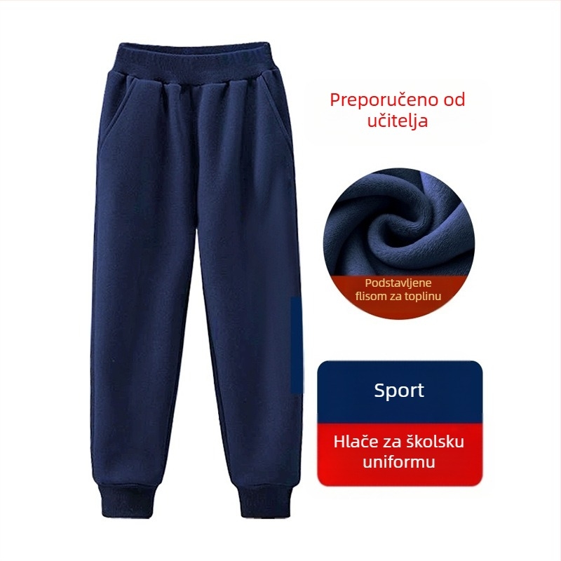 Dječje sportske hlače s manžetom u mornarsko-plavoj i tamnoplavoj boji, za dječake i djevojčice, školske hlače duge za jesen i zimu