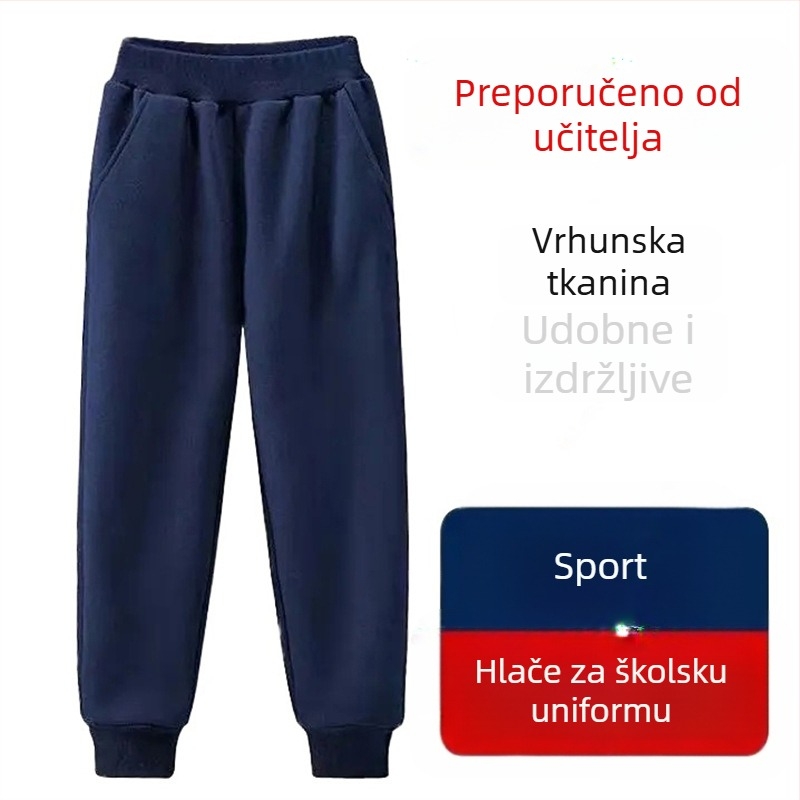 Dječje sportske hlače s manžetom u mornarsko-plavoj i tamnoplavoj boji, za dječake i djevojčice, školske hlače duge za jesen i zimu