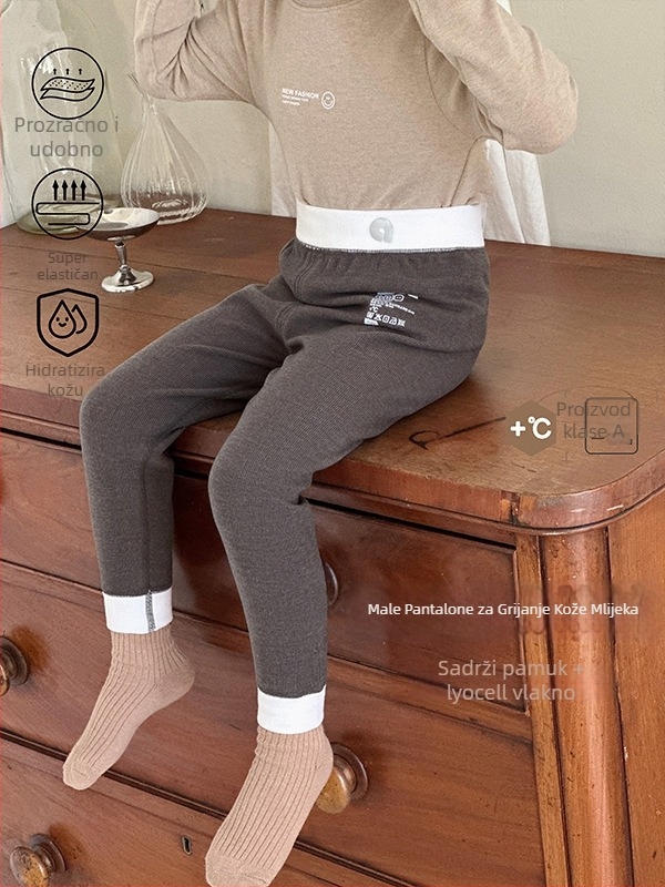 Anmiya dječje tople hlače baznog sloja od Lyocell Small Milk Skin tkanine, visoki pojas za trbuh, unisex, uzrast 3–8 godina, sadržaj Lyocell 44,5%, bez otvora na preponama.