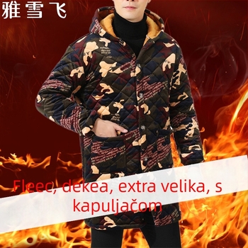 Muški kaput od korduroja s pamukovim punjenjem, debeli, zip, opušteni kardigan stil, vuneni vanjski dio, lanena podstava