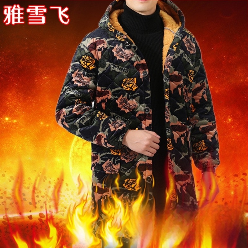 Muški kaput od korduroja s pamukovim punjenjem, debeli, zip, opušteni kardigan stil, vuneni vanjski dio, lanena podstava