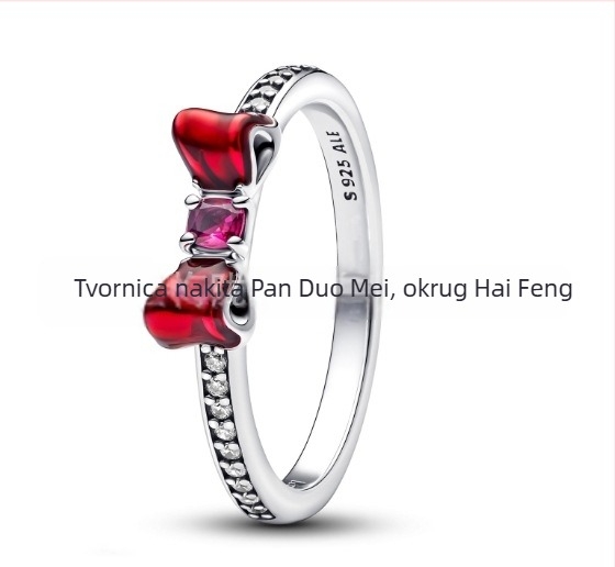 Prsten s motivima cvijeta breskve, srca i leptira — minimalistički dizajn, bakarna legura s srebrnim premazom (Tip: Prsten; Materijal: bakarna legura; Premaz: srebrni premaz; Stil: Minimalistički; Motivi: cvijet breskve, srce, leptir)