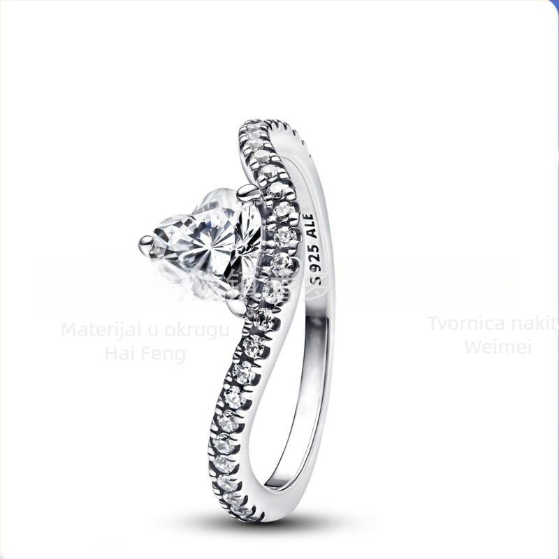 Prsten s motivima cvijeta breskve, srca i leptira — minimalistički dizajn, bakarna legura s srebrnim premazom (Tip: Prsten; Materijal: bakarna legura; Premaz: srebrni premaz; Stil: Minimalistički; Motivi: cvijet breskve, srce, leptir)