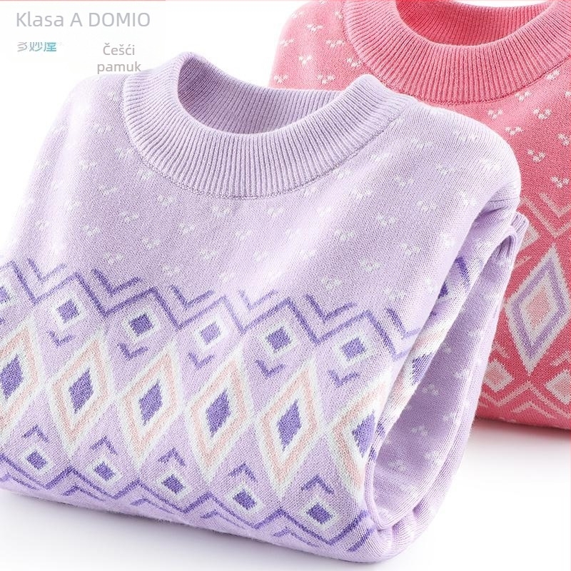 Dječji prugasti pleteni džemper od 100% pamuka, okrugli izrez, dugi rukavi, za dobnu skupinu 3–8 godina