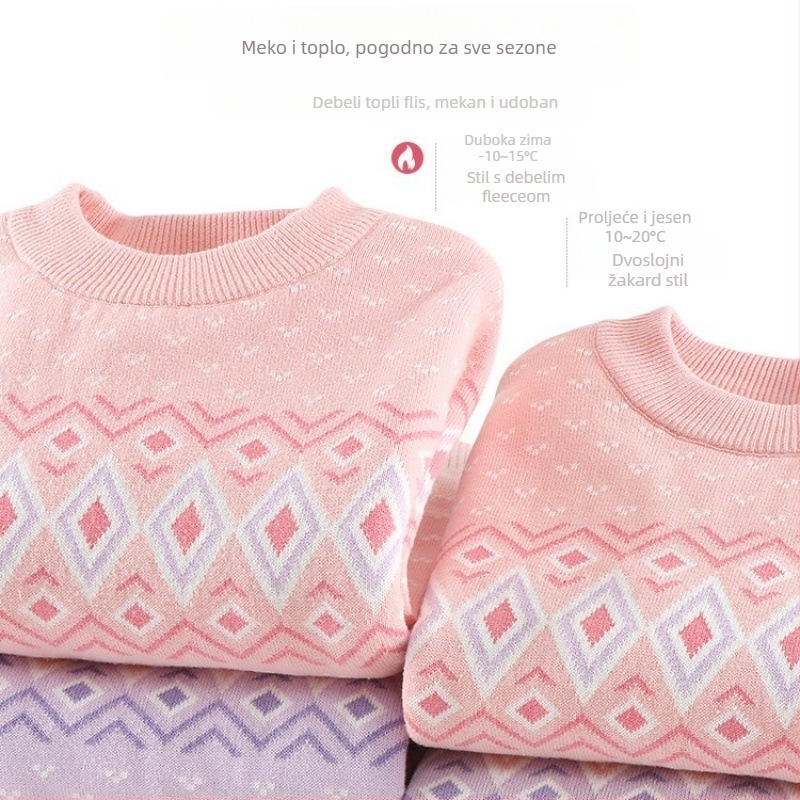 Dječji prugasti pleteni džemper od 100% pamuka, okrugli izrez, dugi rukavi, za dobnu skupinu 3–8 godina