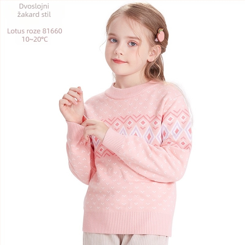 Dječji prugasti pleteni džemper od 100% pamuka, okrugli izrez, dugi rukavi, za dobnu skupinu 3–8 godina