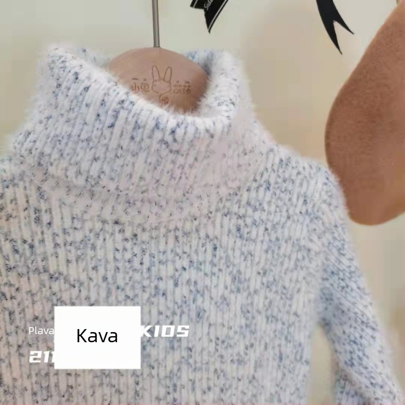 Dječji džemper od norkine dlake, korejskog stila, visok ovratnik, debeli pleteni materijal, 100% norka, za djecu 3-8 godina