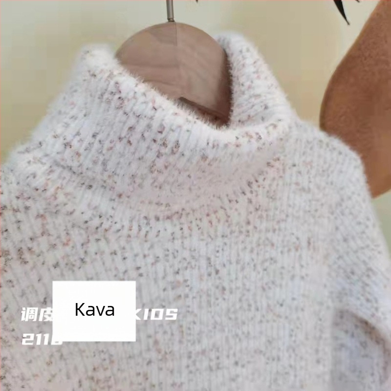 Dječji džemper od norkine dlake, korejskog stila, visok ovratnik, debeli pleteni materijal, 100% norka, za djecu 3-8 godina