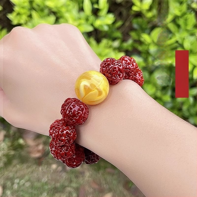 Ručno izrađena narukvica Rudraksha Bodhi perlama, s petlistim perlama, kineski stil