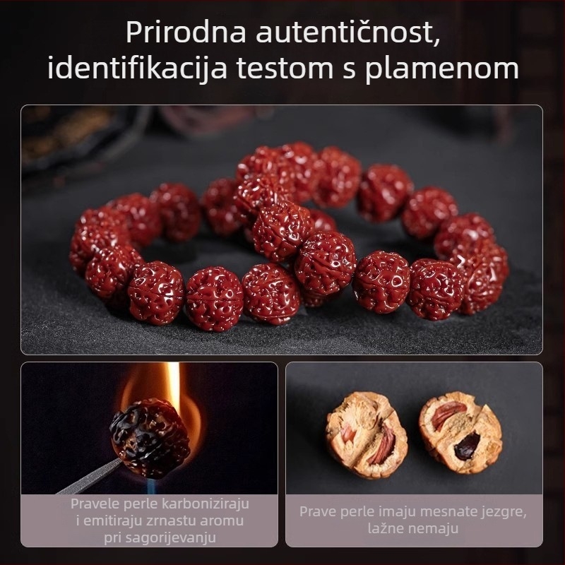 Ručno izrađena narukvica Rudraksha Bodhi perlama, s petlistim perlama, kineski stil